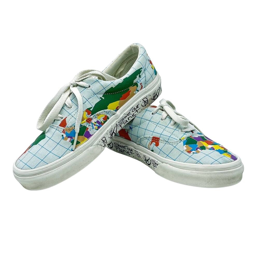 Rare Vans “Save Our Planet” Sneakers W6 / M4.5 | Globe Map Print | Vintage